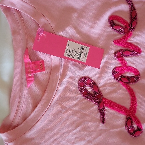 NWT Lilly Pulitzer Pink Rami Long Sleeve Sweatshirt Love Graphic Size Small - Picture 5 of 5